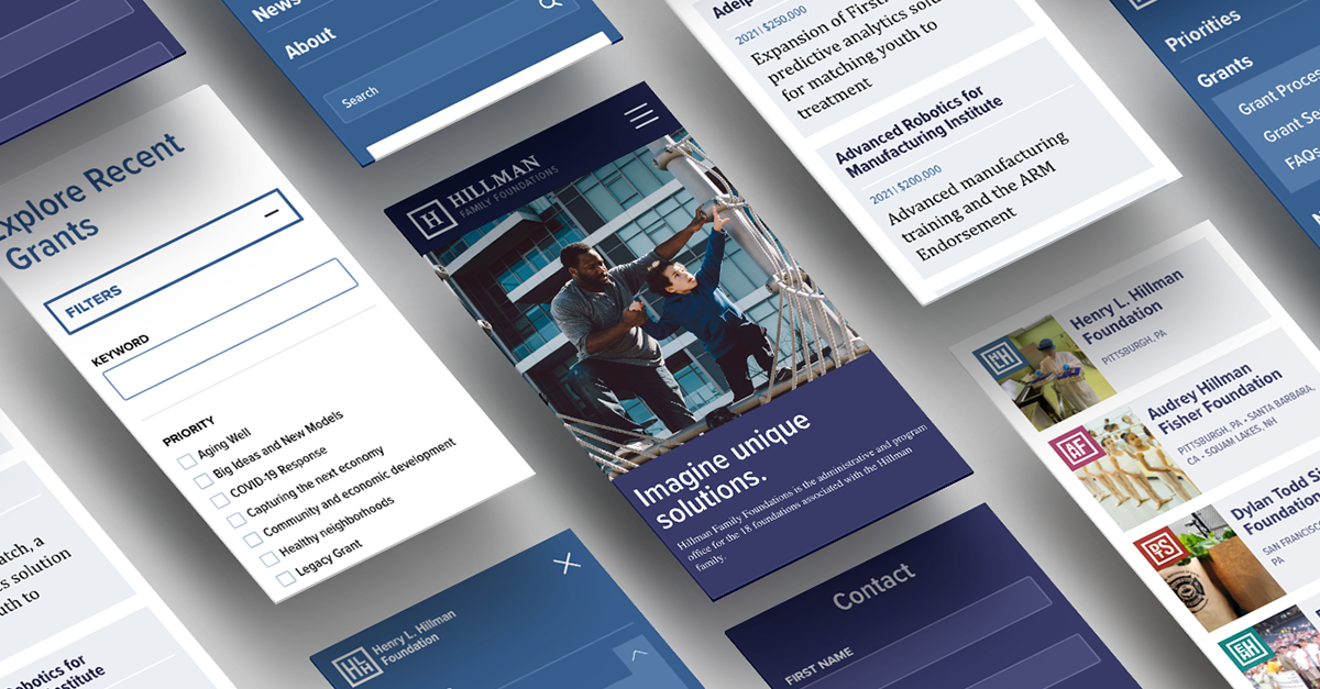 Hillman Family Foundations website mobile screens