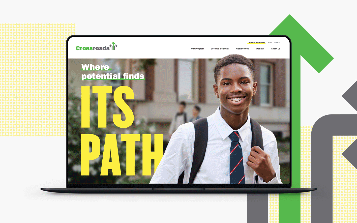Crossroads website animation of homepage
