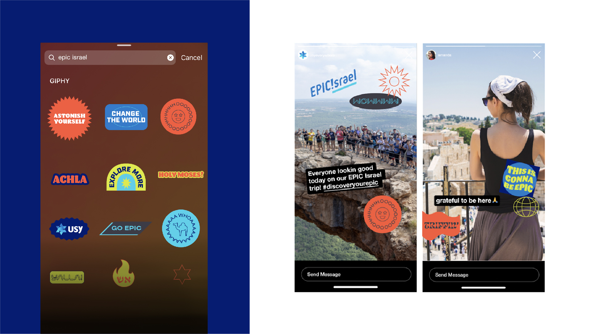 USY EPIC Israel campaign Instagram Giphy stickers