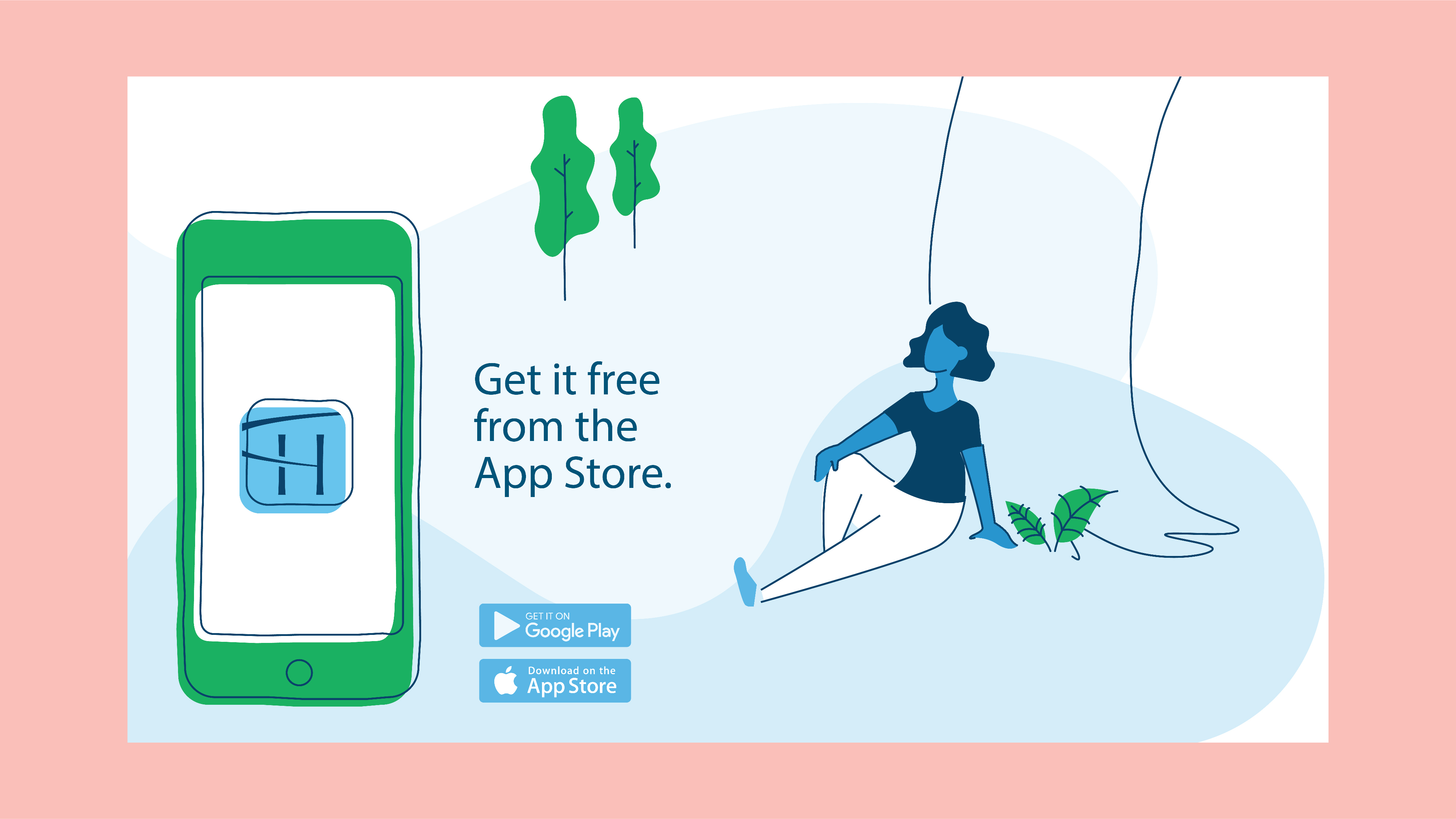 Highmark Health Health Plan app, custom illustration with woman