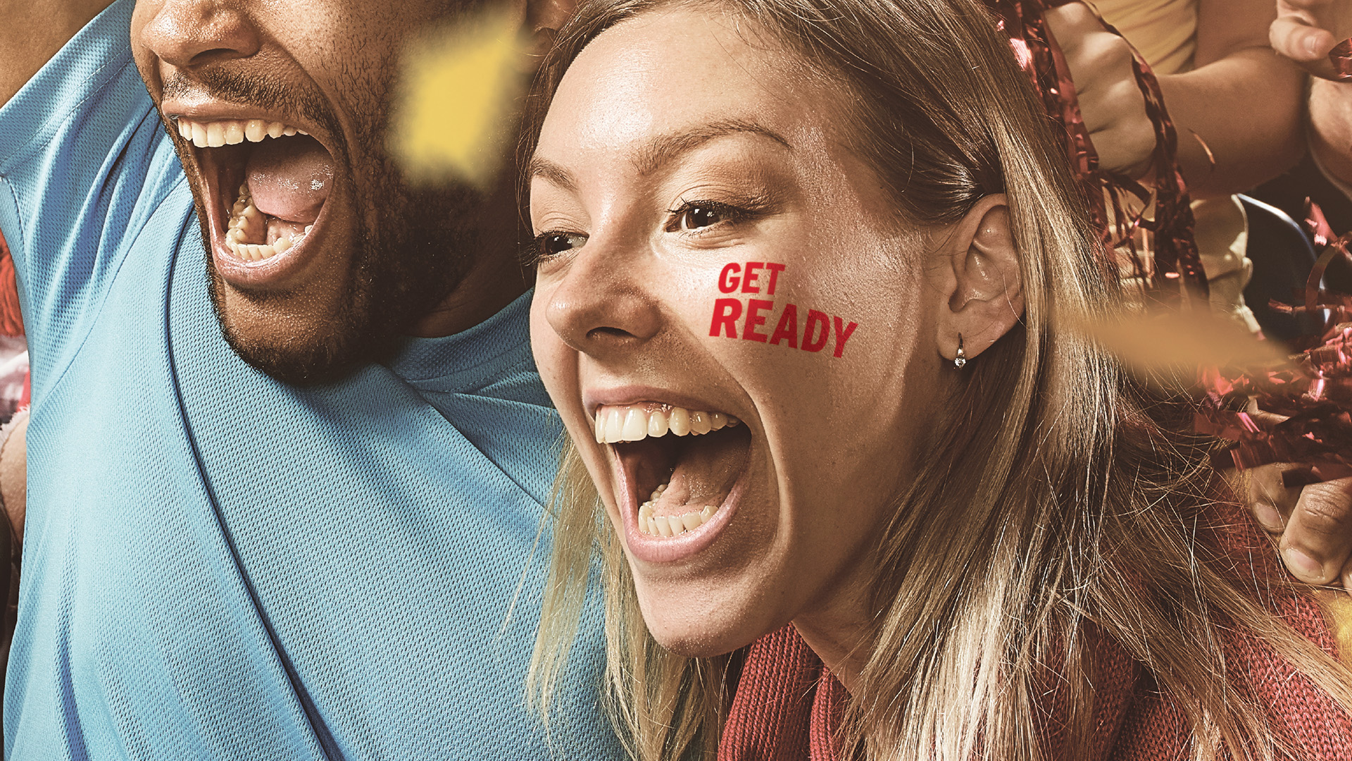 Robert Morris University students with Get Ready campaign painted on cheeks