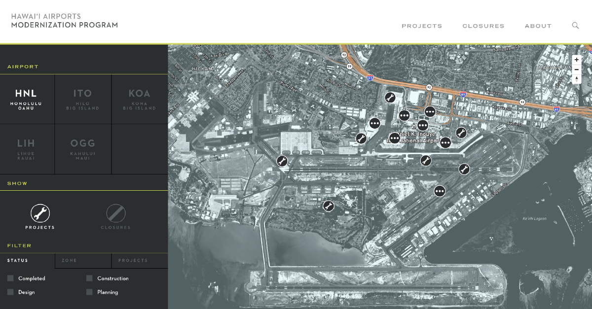 Hawaii Airports Modernization Project website homepage