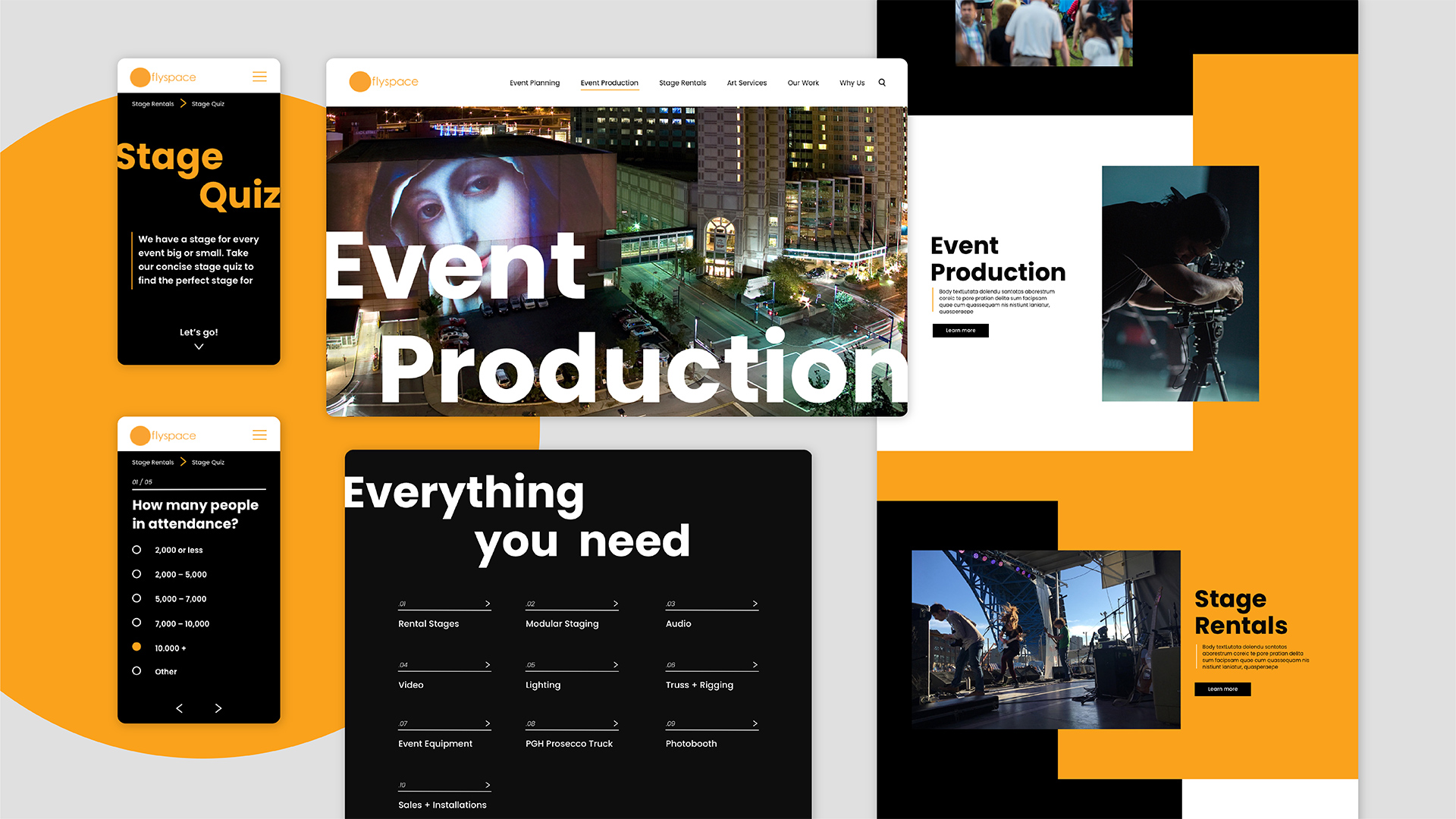 Flyspace website graphic components