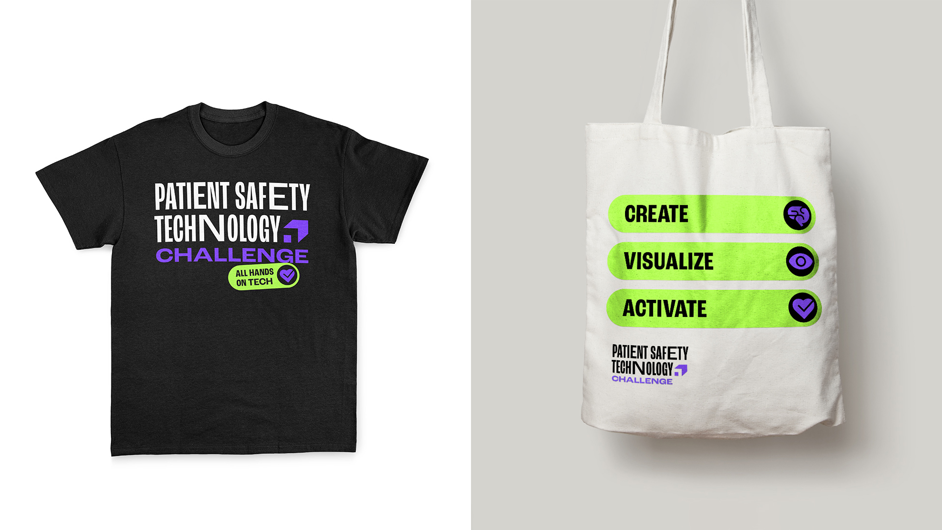 JHF Patient Safety Technology Challenge branded t-shirt and tote bag