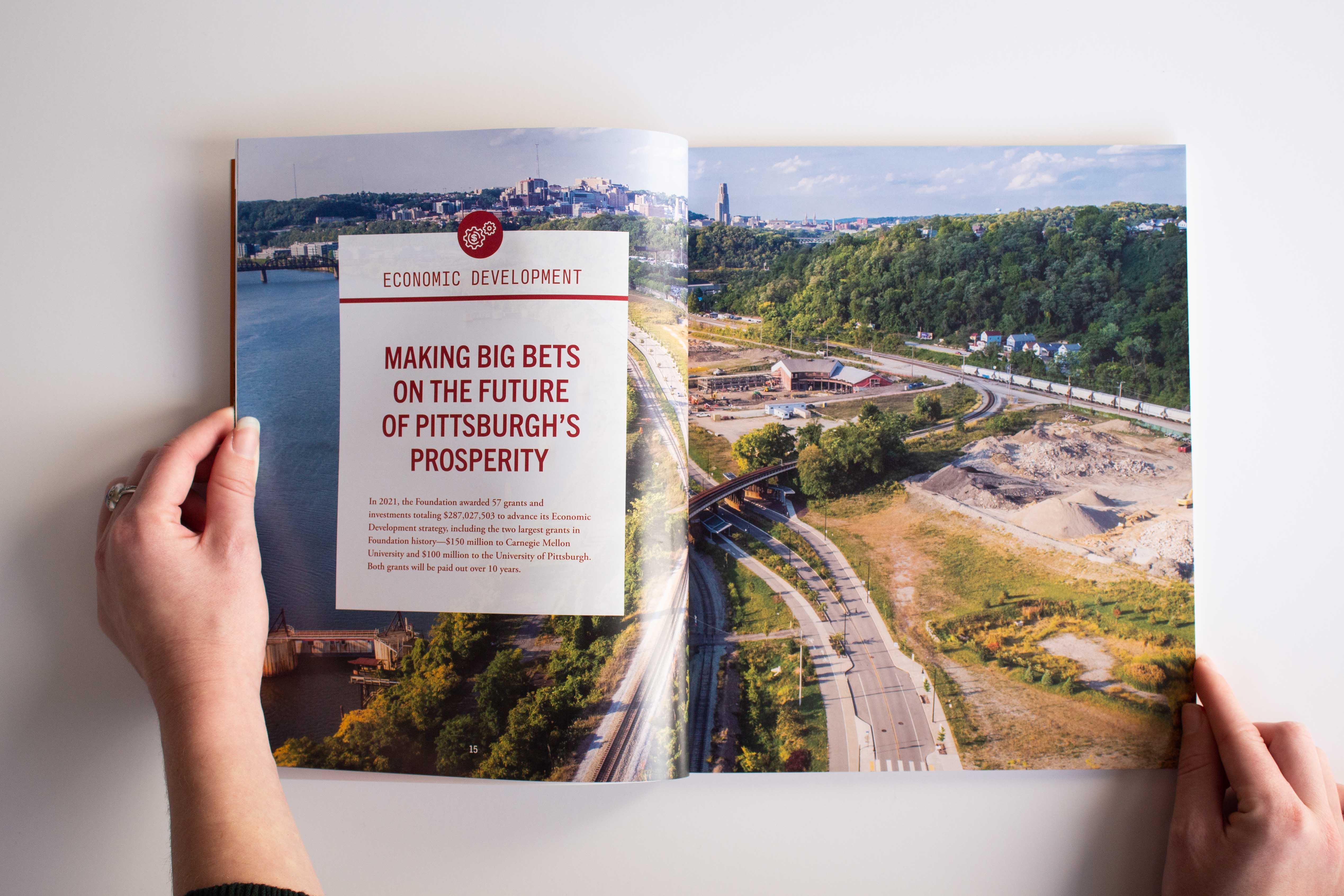 Richard King Mellon Foundation 2021 annual report inside spread
