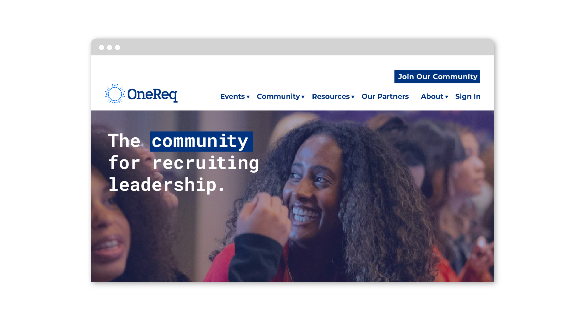 OneReq website home page mockup