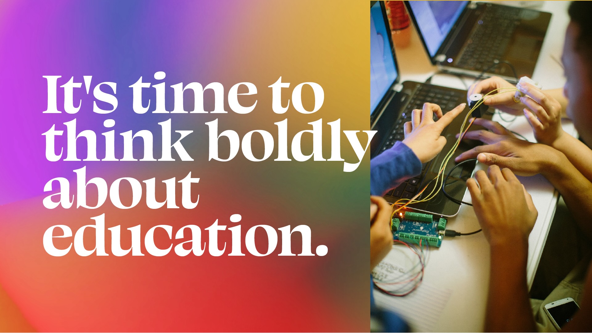 Remake Learning branded layout with gradient background