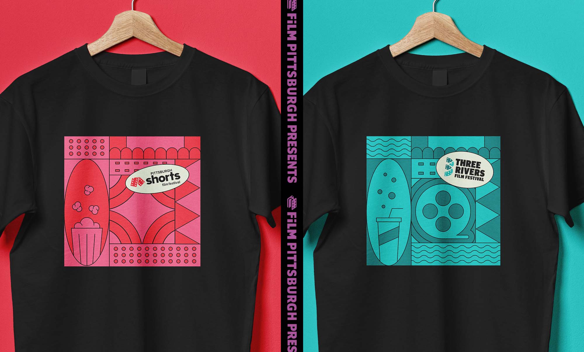 Three Rivers Film Festival and Pittsburgh Shorts 2023 t-shirts