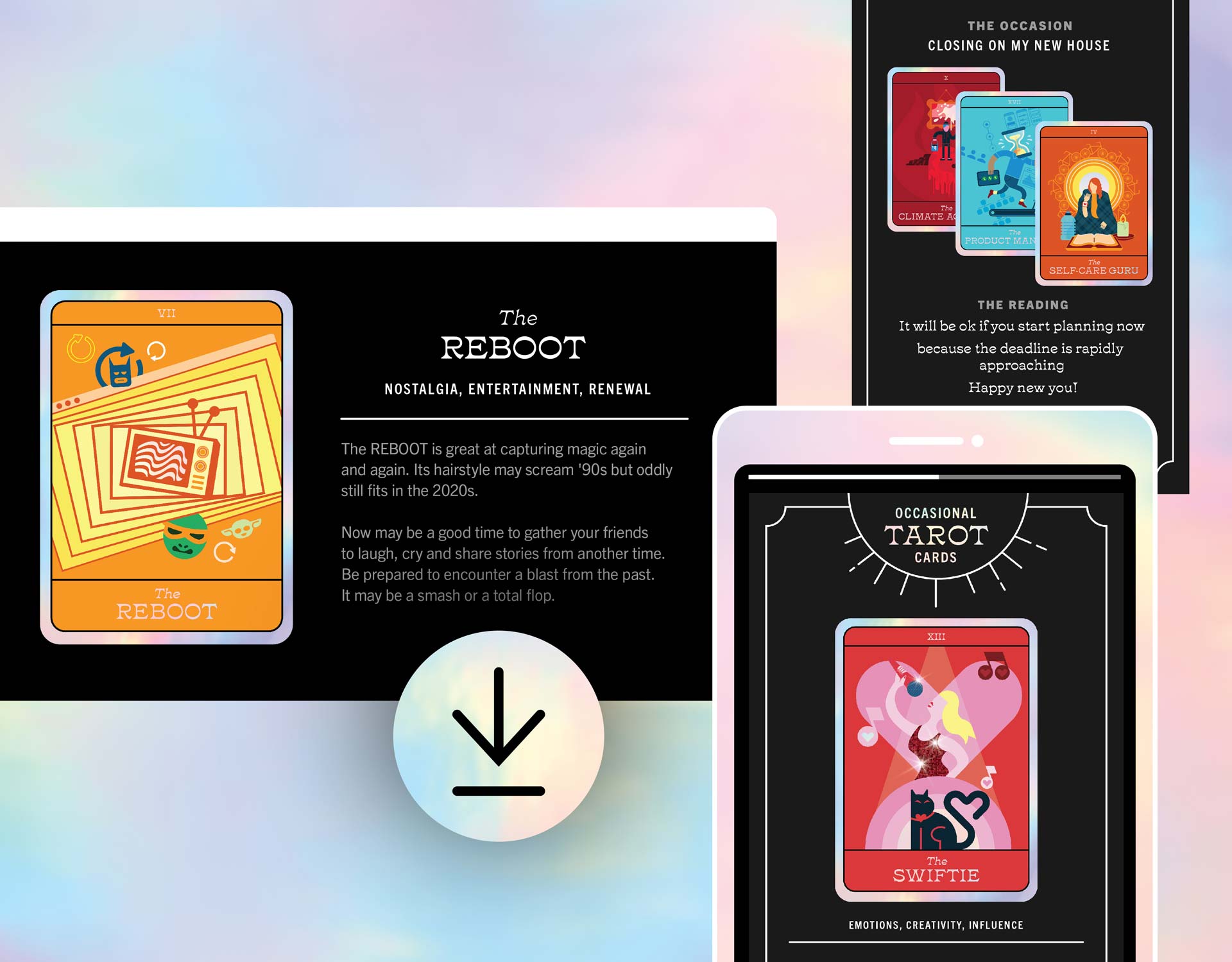 W|W Occasional Tarot Cards are easy to share.