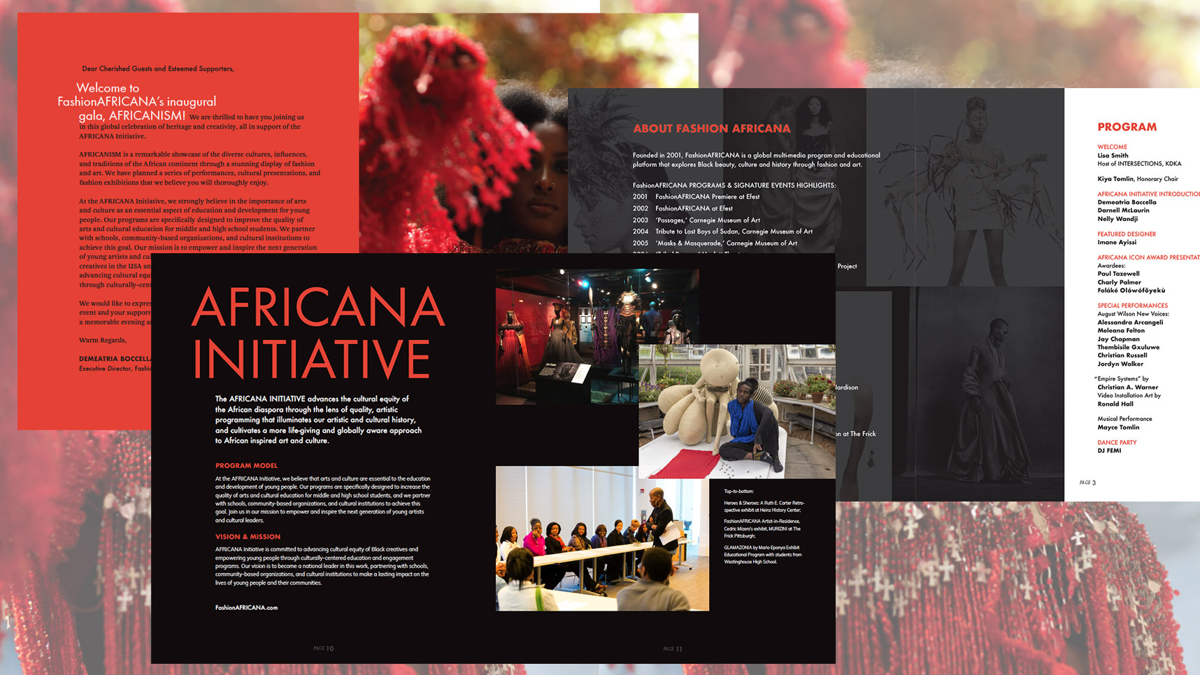 Fashion AFRICANA Gala, AFRICANA Initiative program, interior spreads