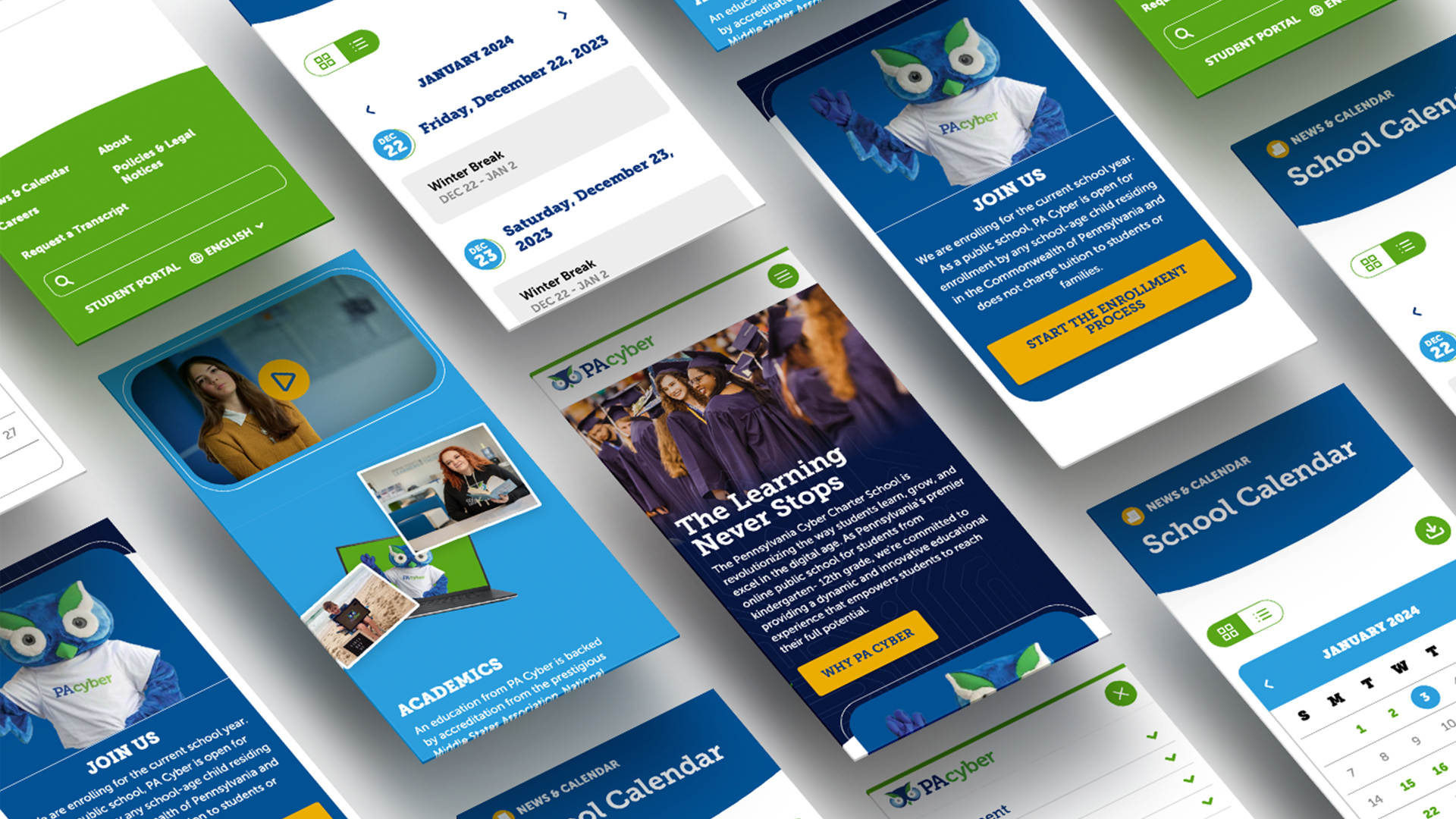 PA Cyber website screens