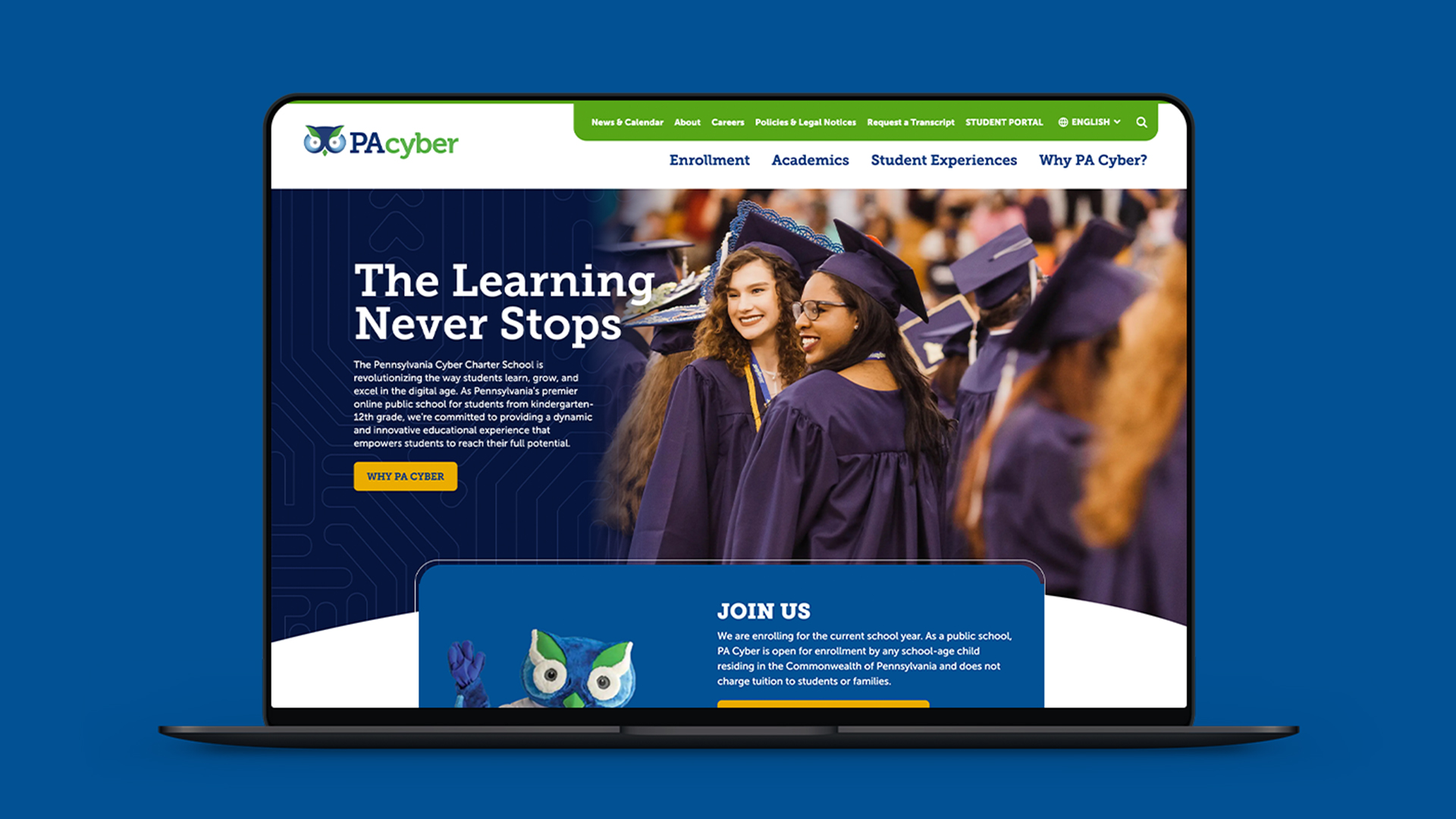 PA Cyber Charter School website homepage