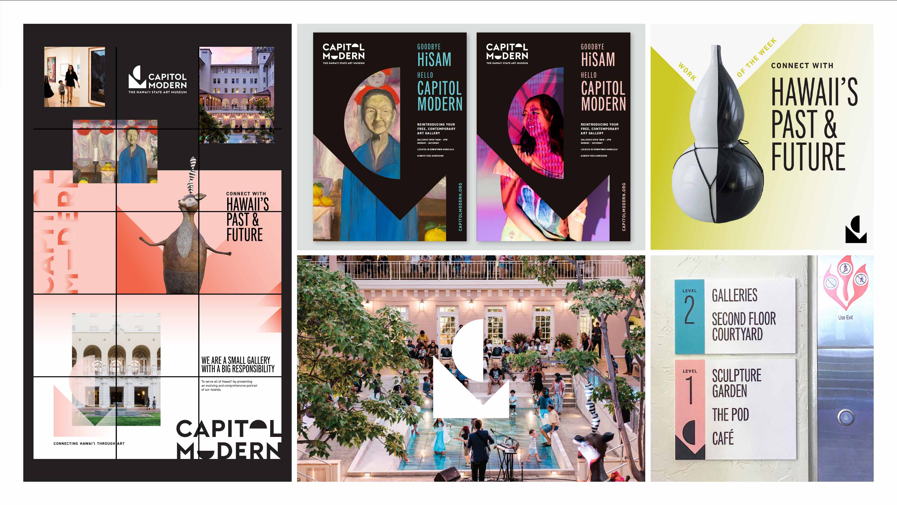 Branded applications of the integrated design for Capitol Modern.