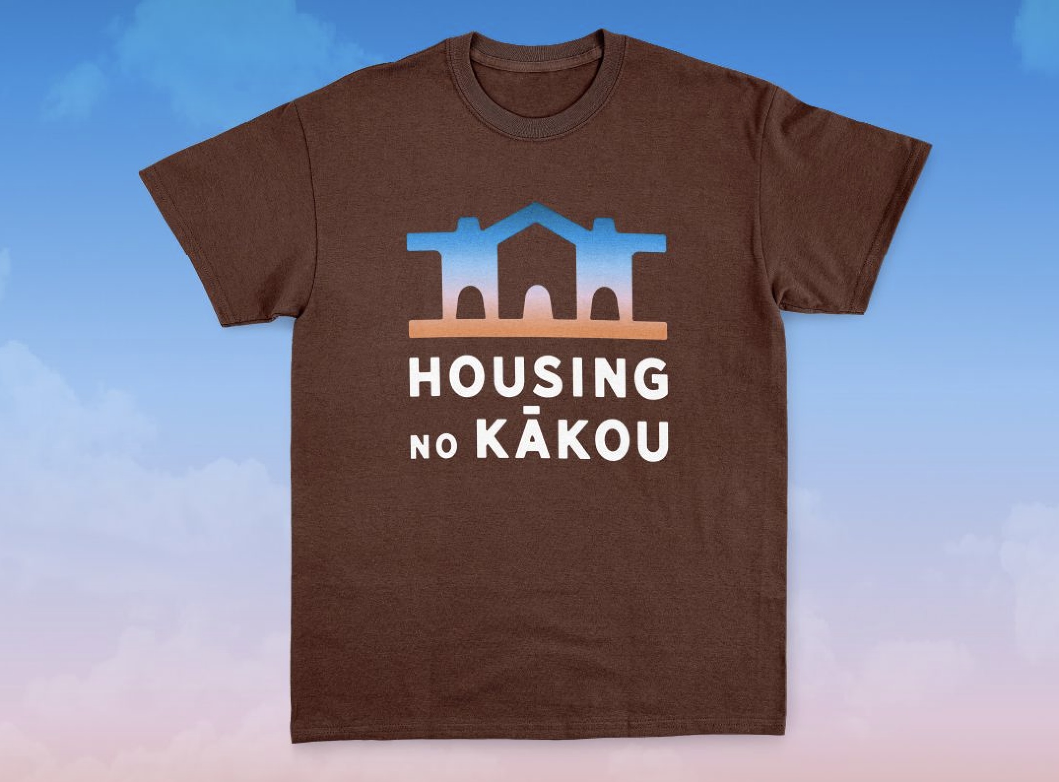 Branded t-shirt for Housing No Kākou.