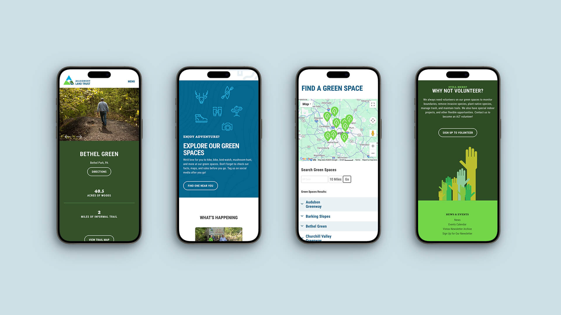 Allegheny Land Trust mobile view website