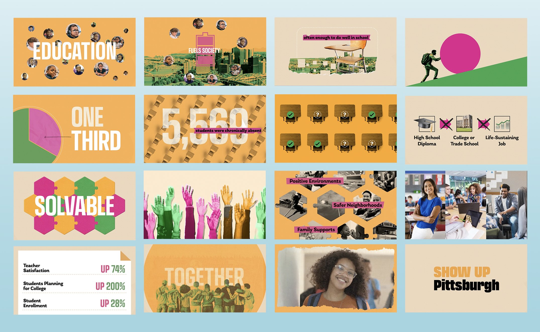 Screen grabs from "Show Up Pittsburgh", the A+ Schools video.