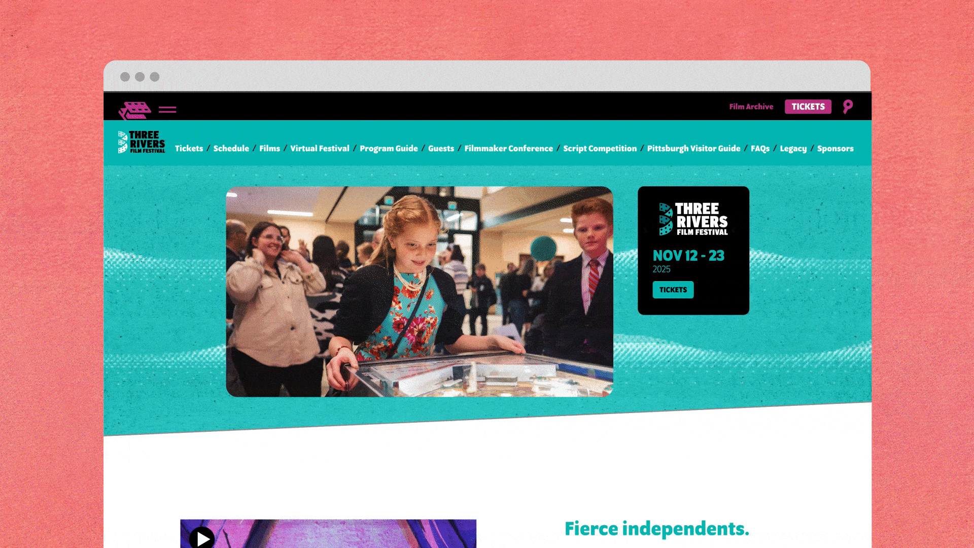 The 2025 3RFF branding as implemented on the Film Pittsburgh website.