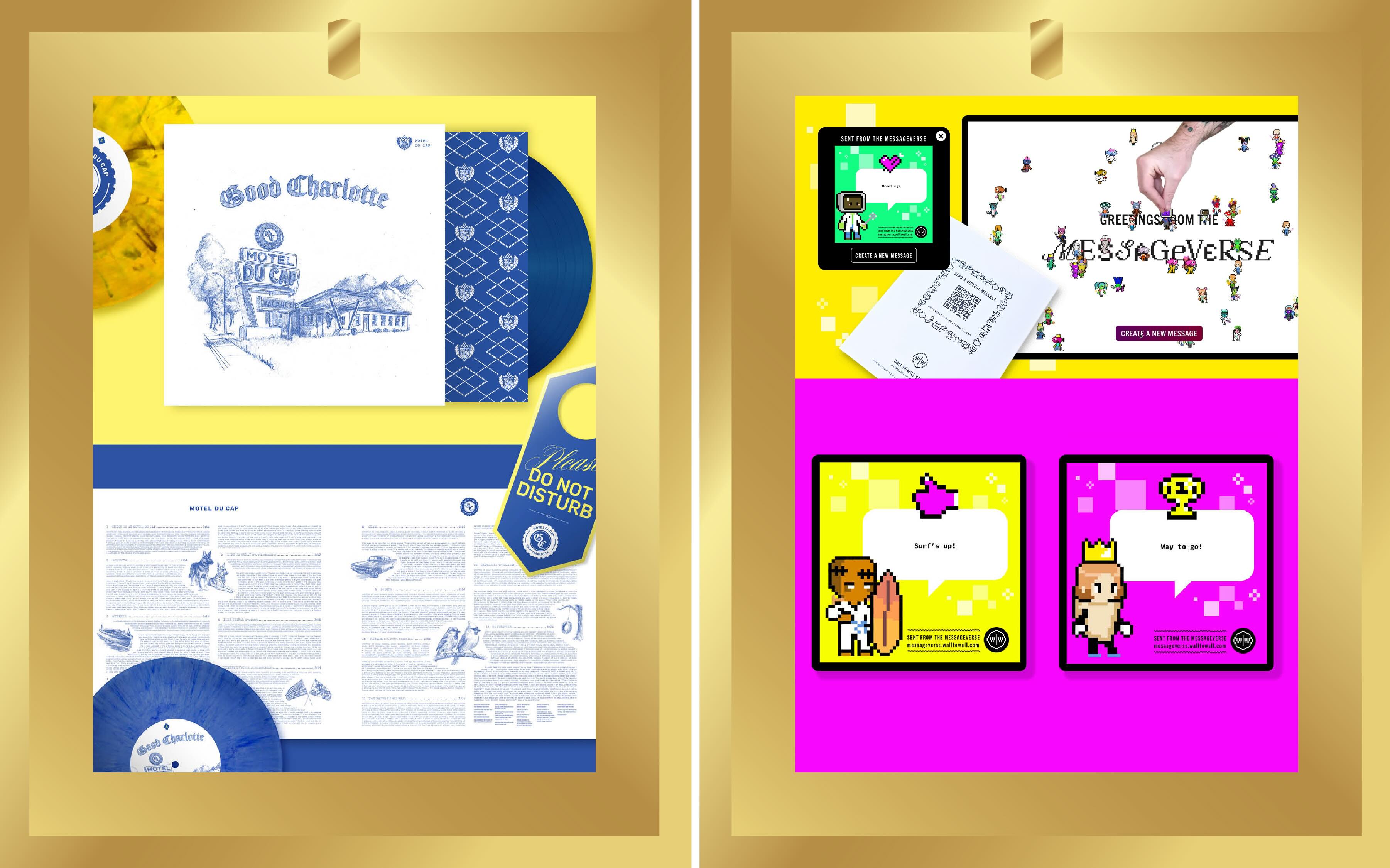 2025 Gold ADDY winners: Motel Du Cap album design for Good Charlotte and Messageverse website.