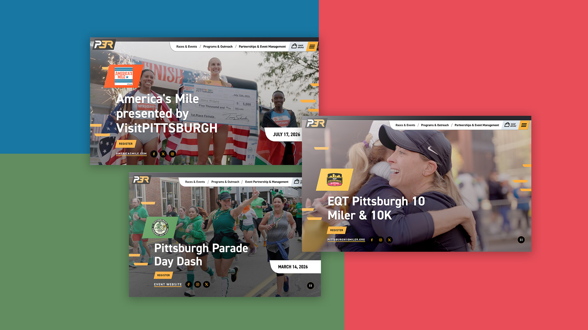 The "race" page template in the CMS lets the P3R team create microsites and landing pages for the range of events it runs.