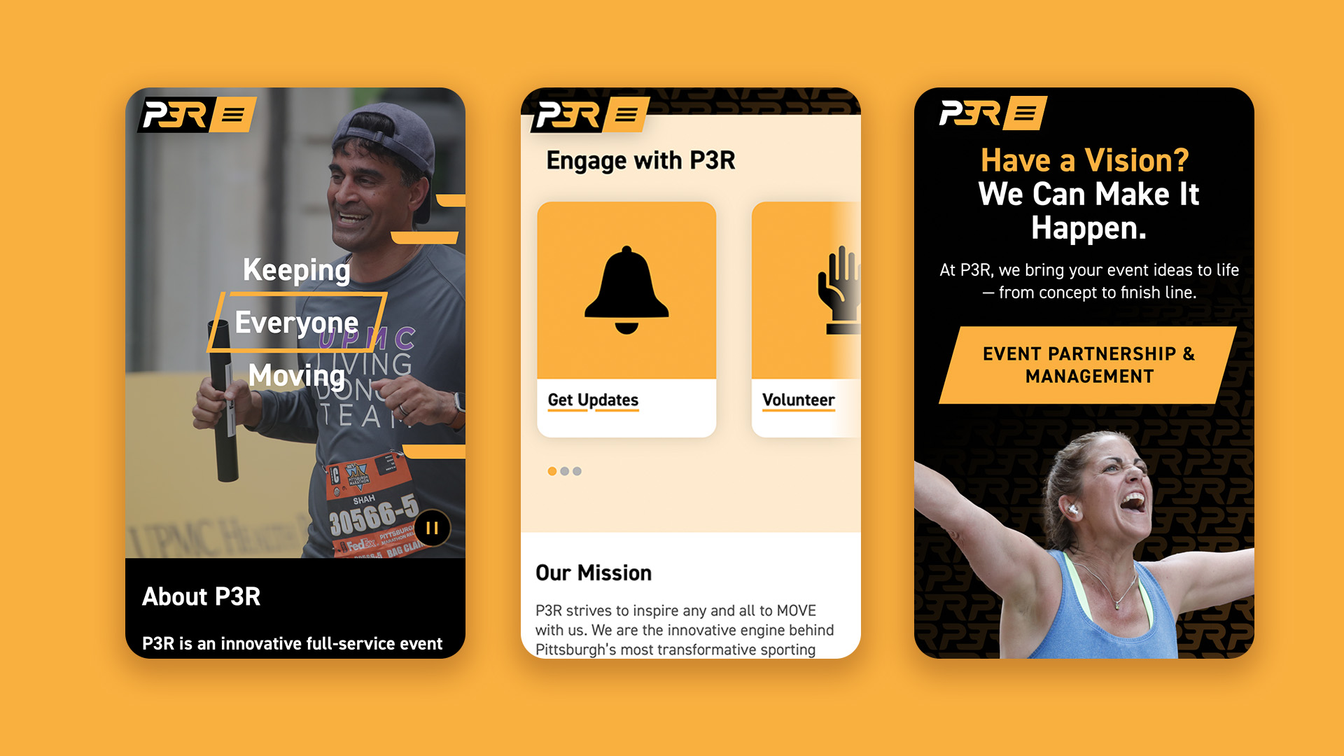 The website delivers an accessible, compelling mobile experience, to reach P3R's audience that is always moving.