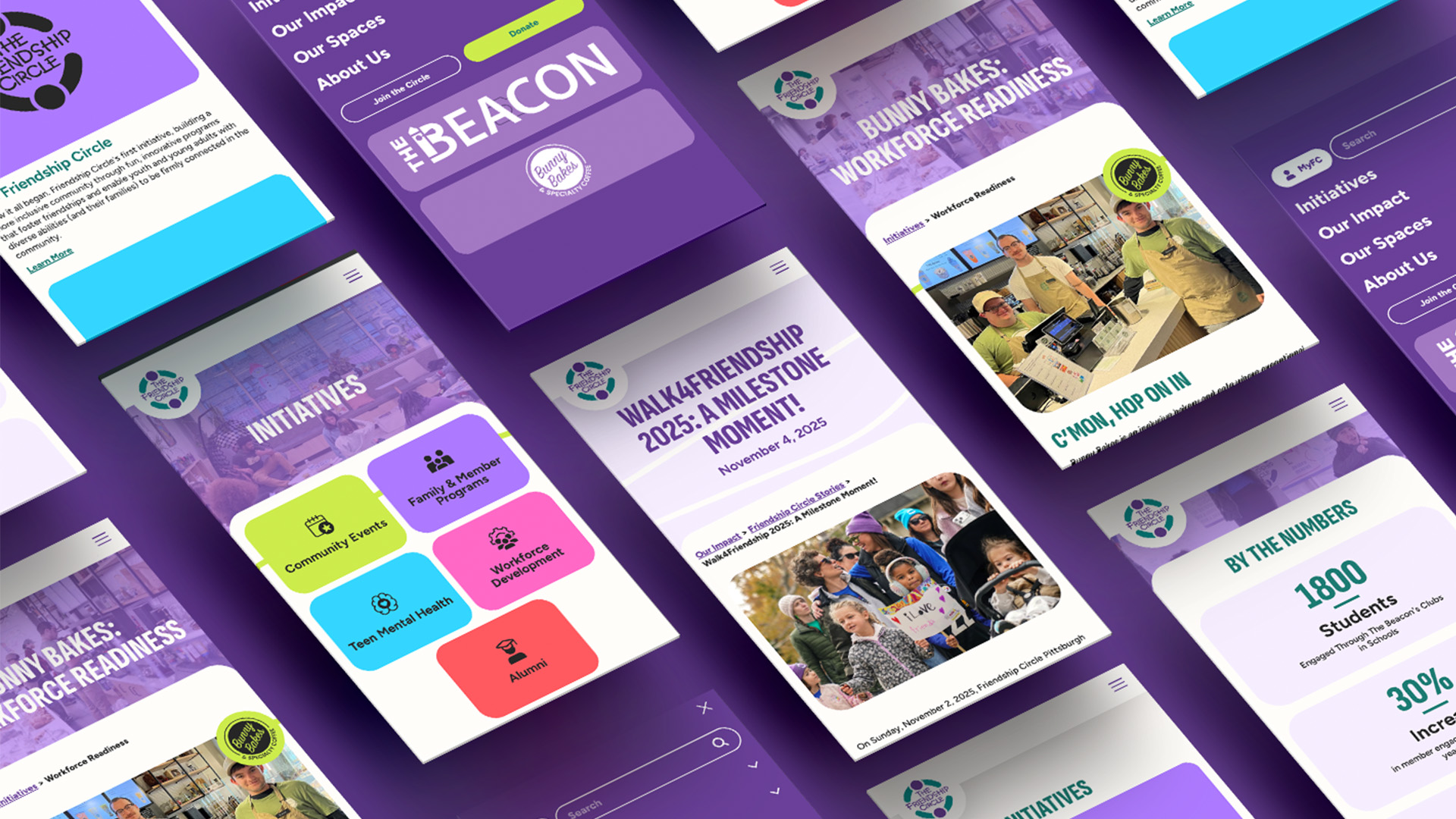 Friendship Circle of Pittsburgh website mobile screens