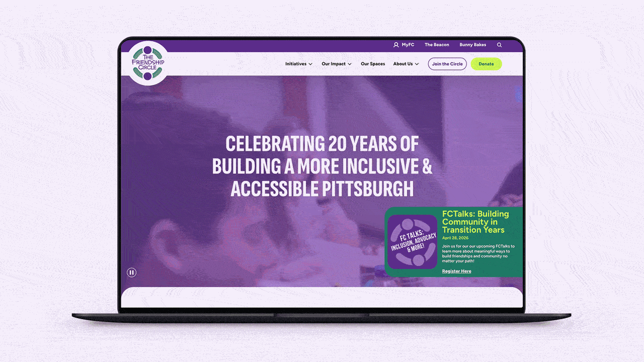 Friendship Circle of Pittsburgh Website homepage animation