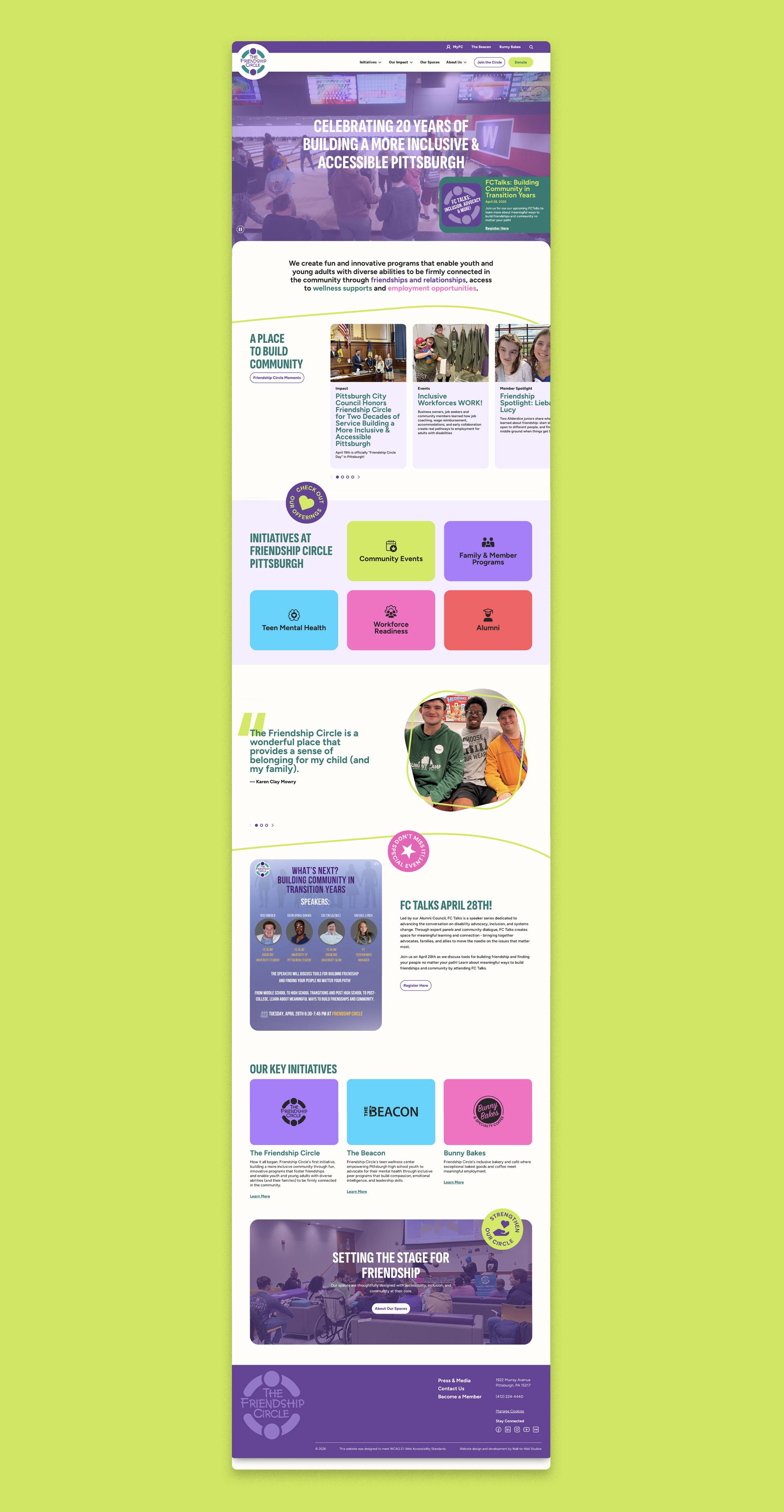 Friendship Circle of Pittsburgh home page visual
