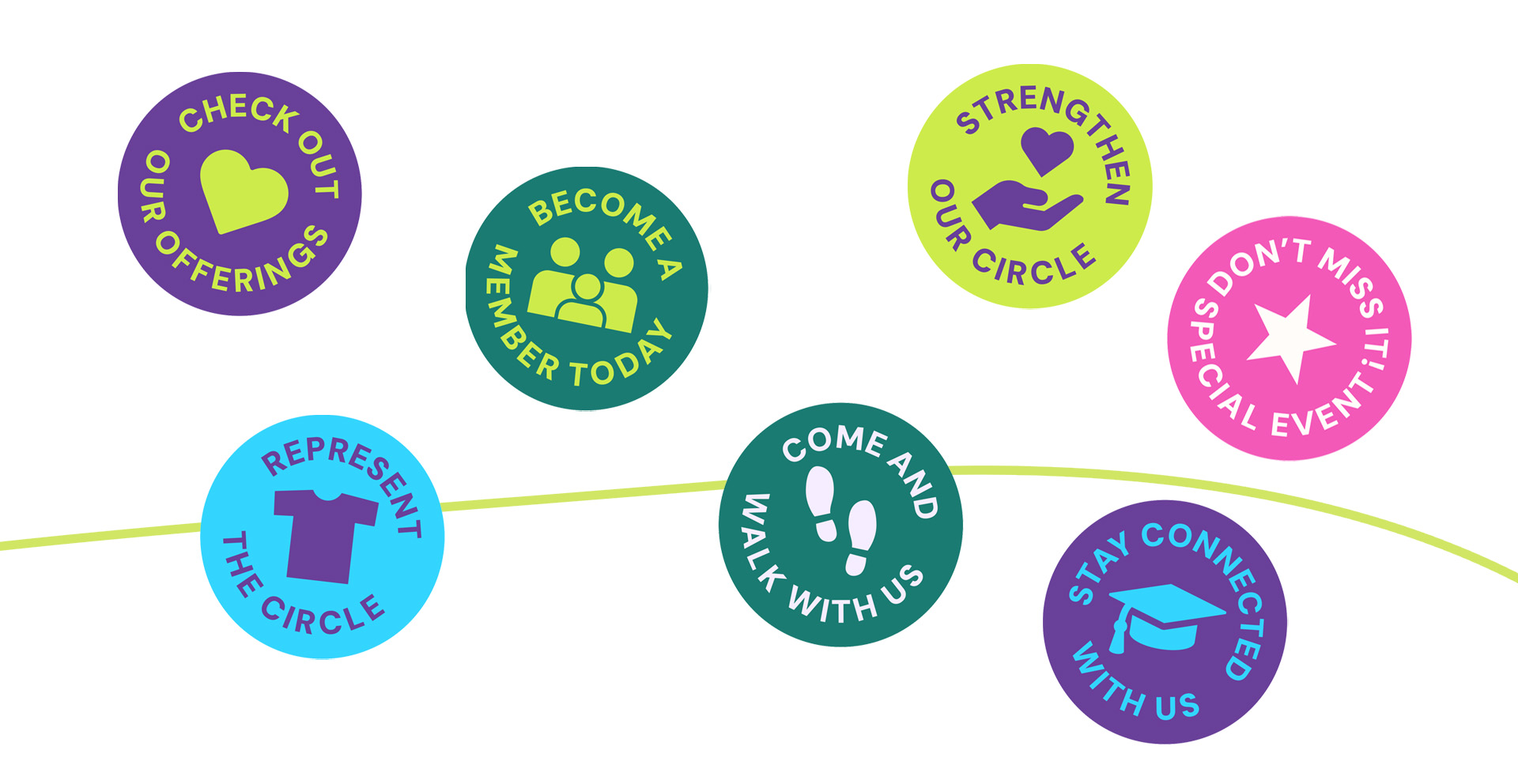 custom badges designed for the Friendship Circle of Pittsburgh website to encourage engagement