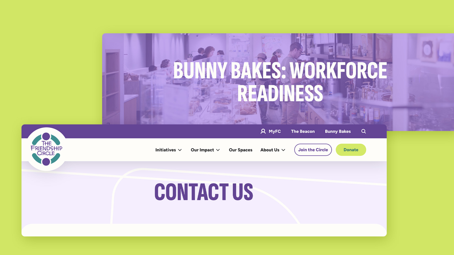 different header treatments for the Friendship Circle of Pittsburgh website