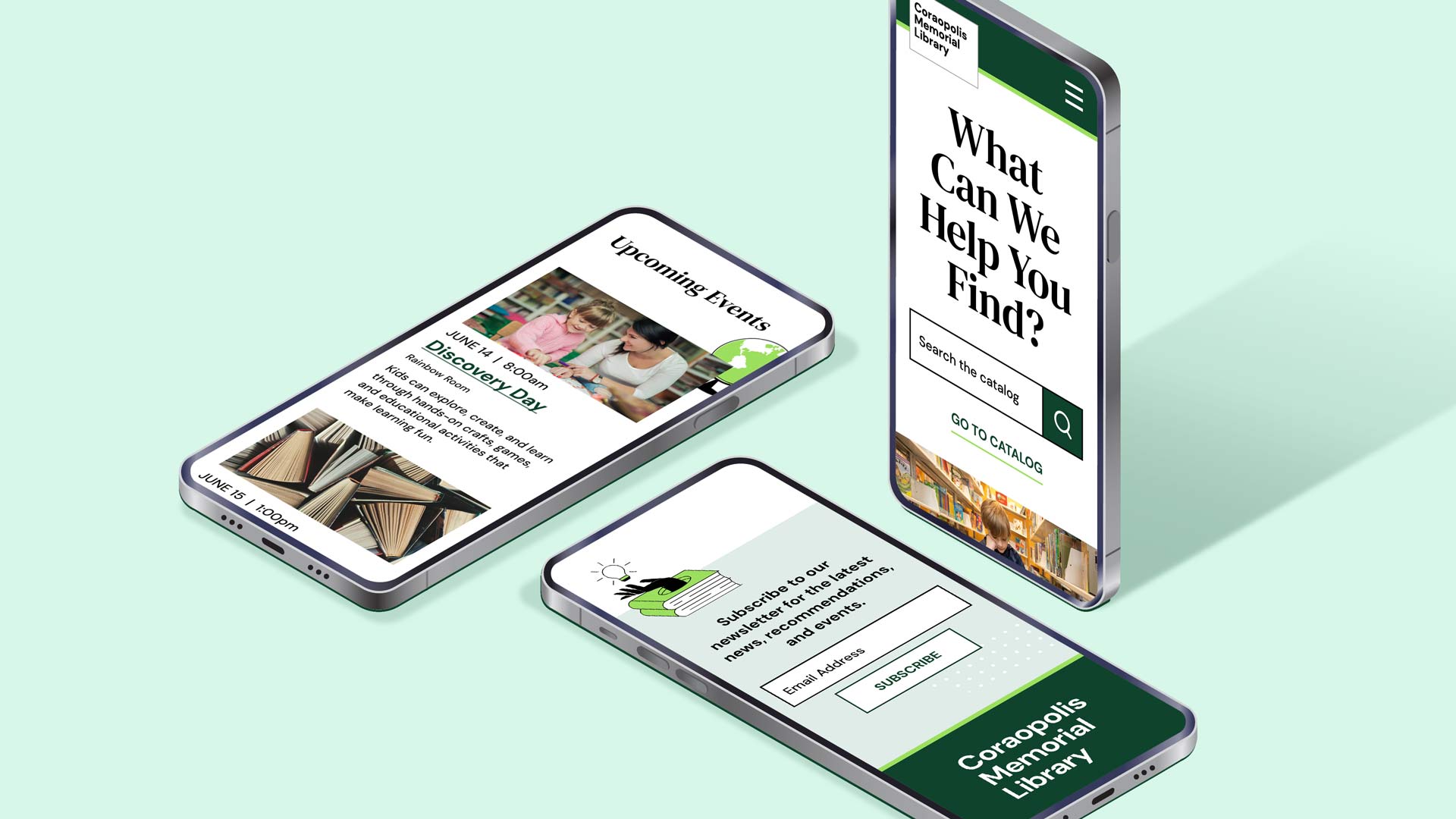 ACLA Allegheny County Library Association, mobile view of Corapolis website