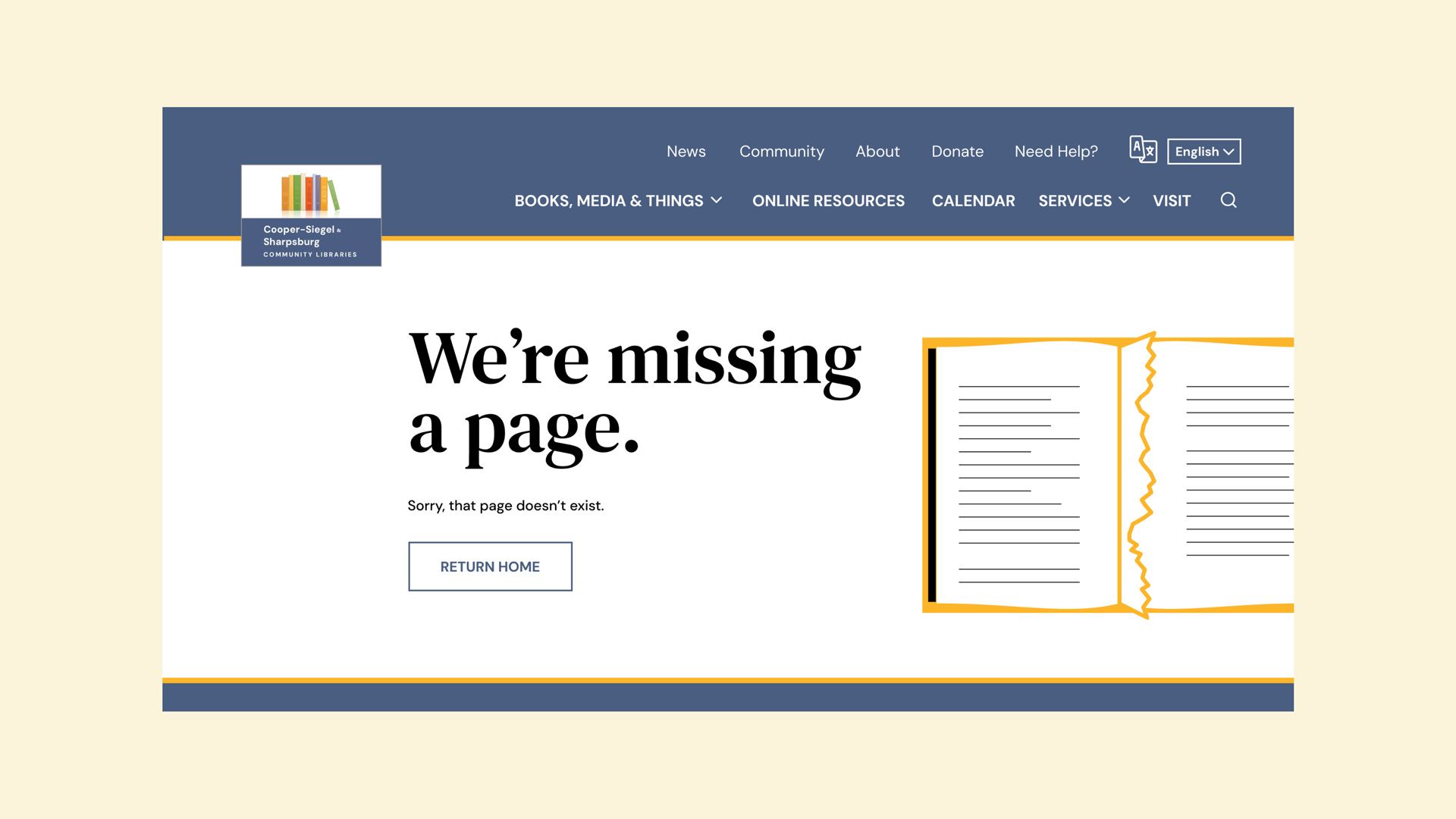 ACLA Allegheny County Library Association website, 404 page for Cooper Siegel site
