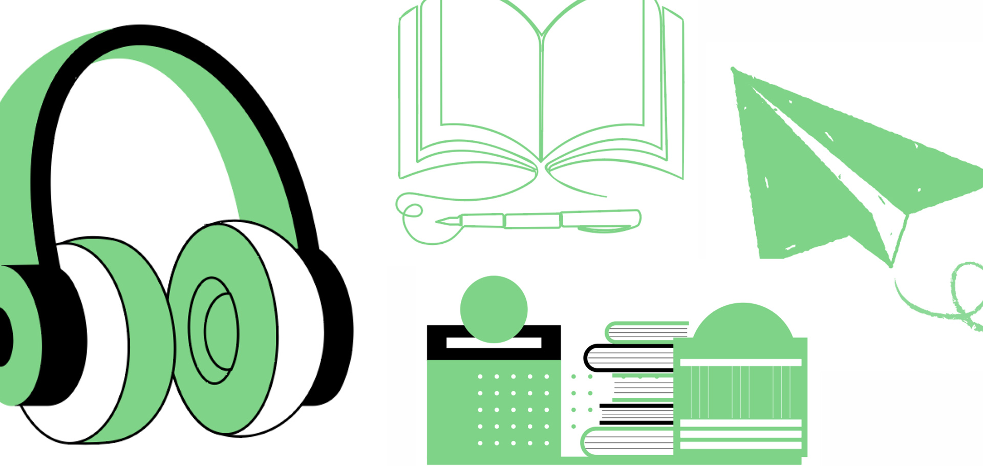 ACLA Allegheny County Library Association website custom illustration set