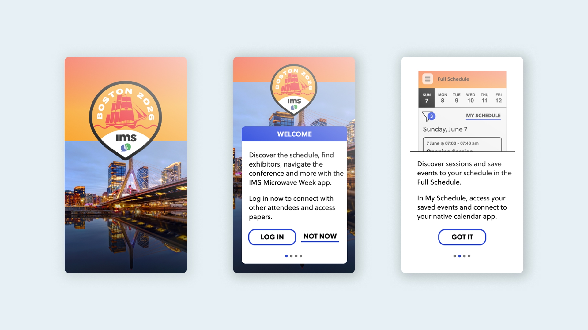 IMS App mobile screens