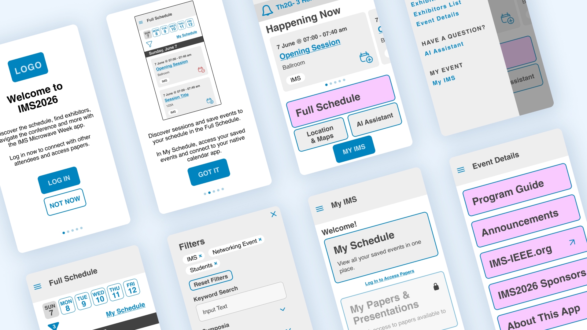 IMS App UX screens