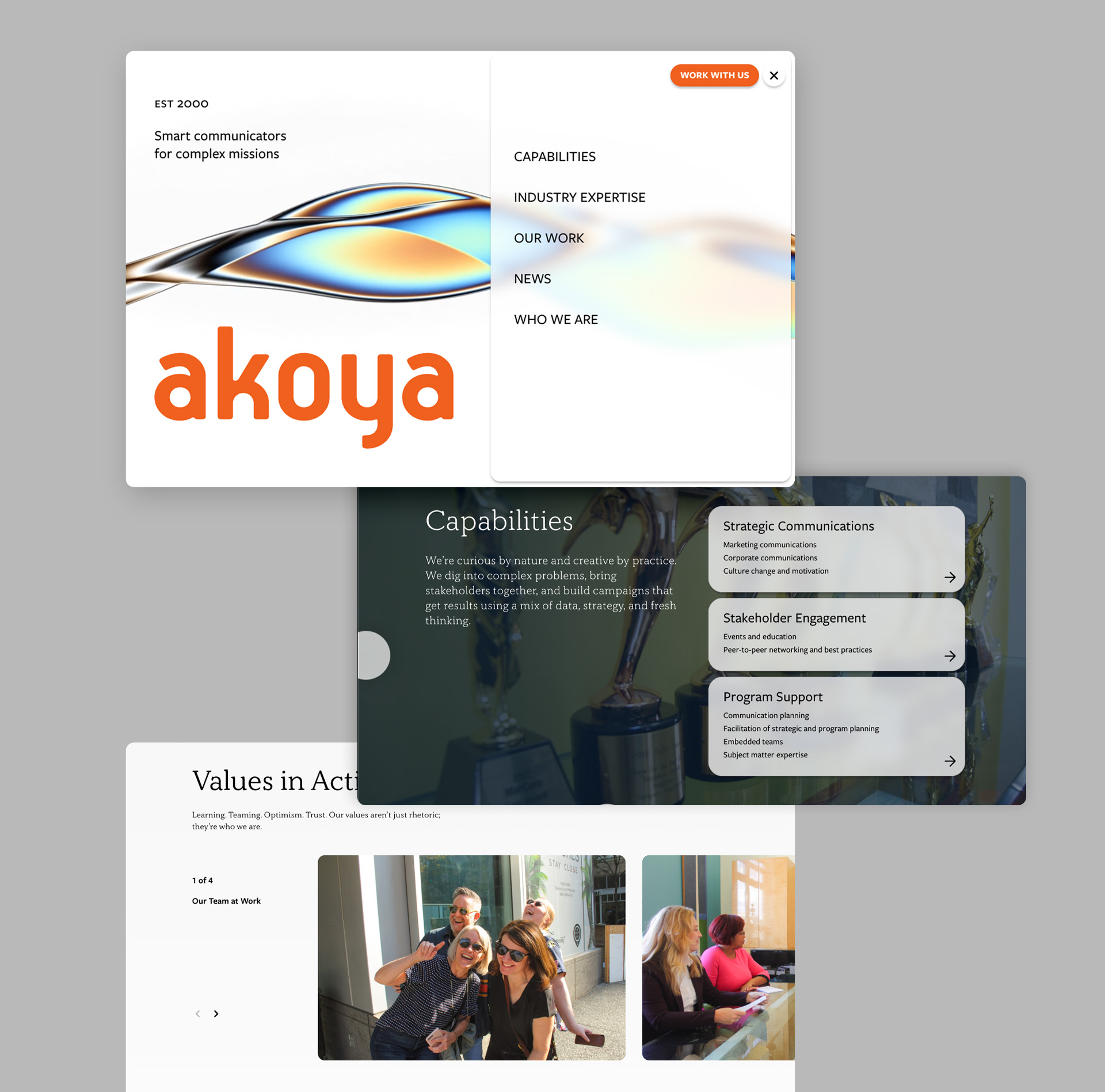 Akoya website screen grabs