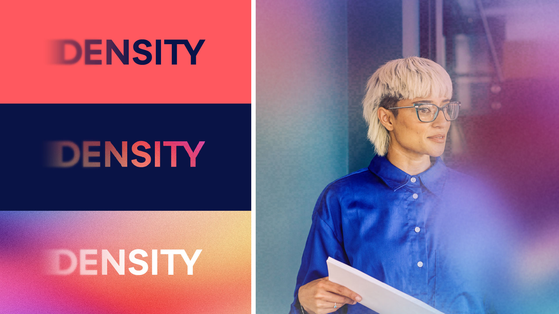 Versions of the core Density wordmark, with the custom gradient.