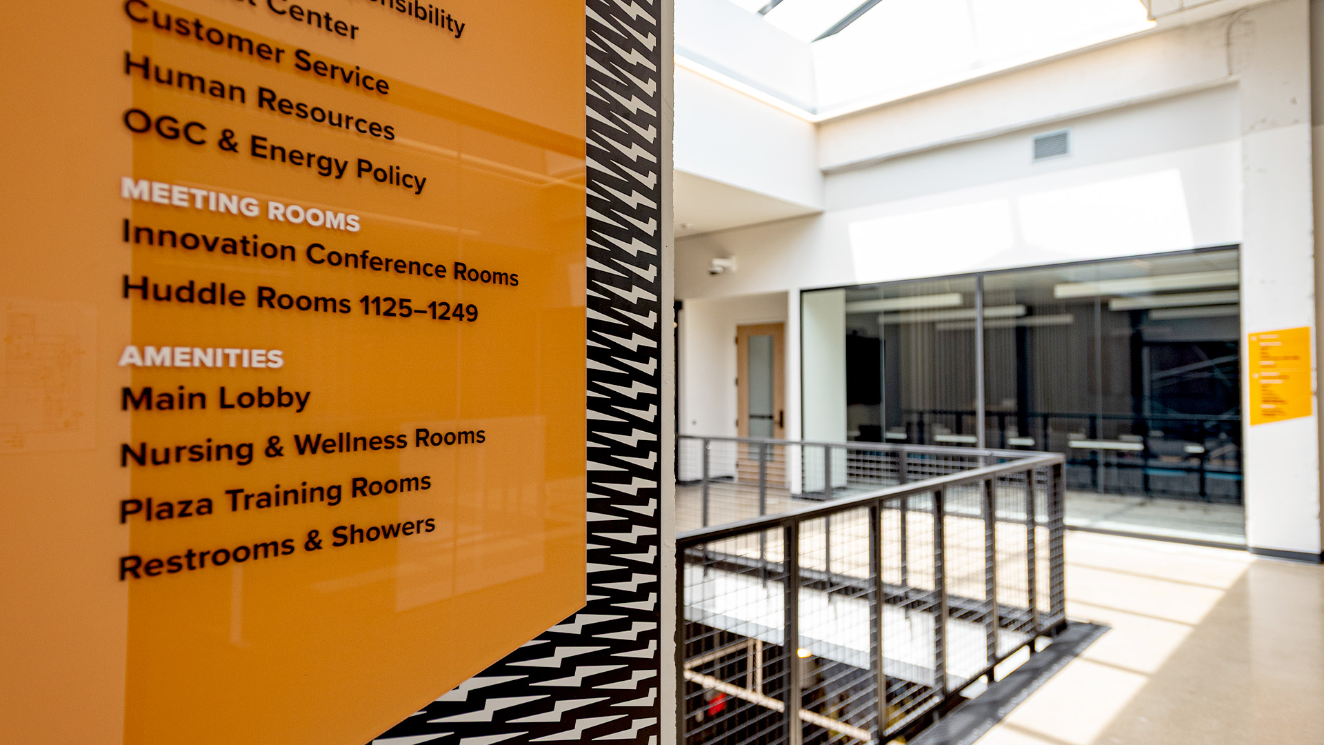 DLC headquarters signage system and wayfinding