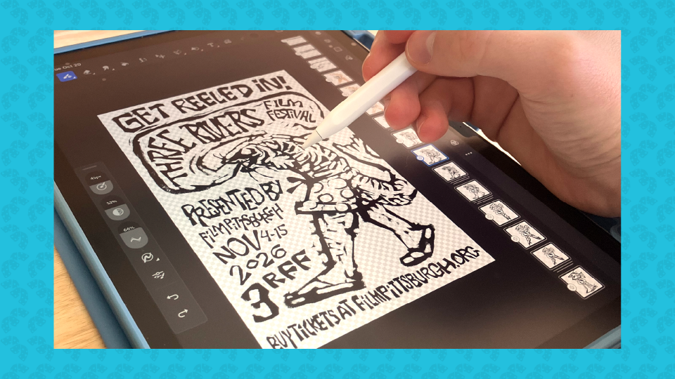 Hard at work with the hero illustration for the 2026 Festival.